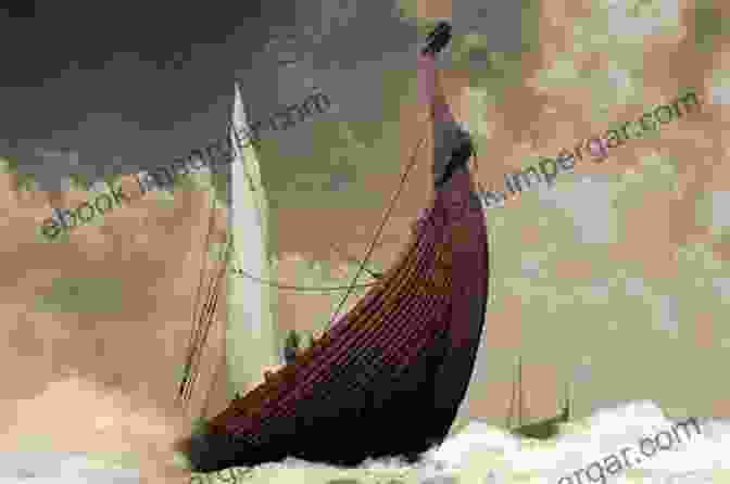 A Sleek And Menacing Viking Longship Cutting Through The Waves, Its Dragon Headed Prow Slicing Through The Water, With Warriors Wielding Axes And Swords On Board. Canute The Great During The Viking Age (Illustrated)