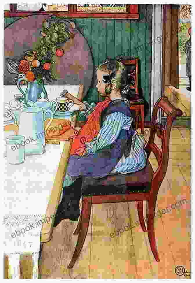 Carl Larsson Drawing Depicting A Young Girl Sitting At A Table Carl Larsson Paintings Drawings: Zedign Art 172