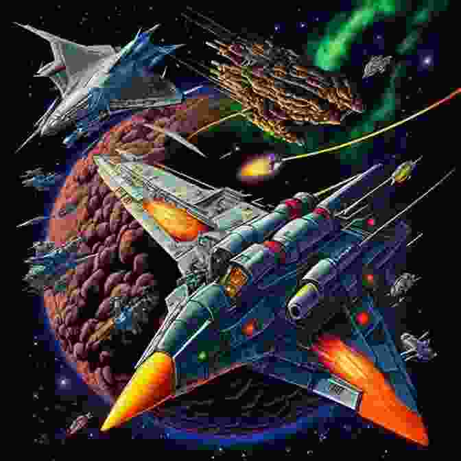 Image Of A Fierce Space Battle Between Human Starships And Martian War Machines. Rogue Planet (Mars Wars 2)